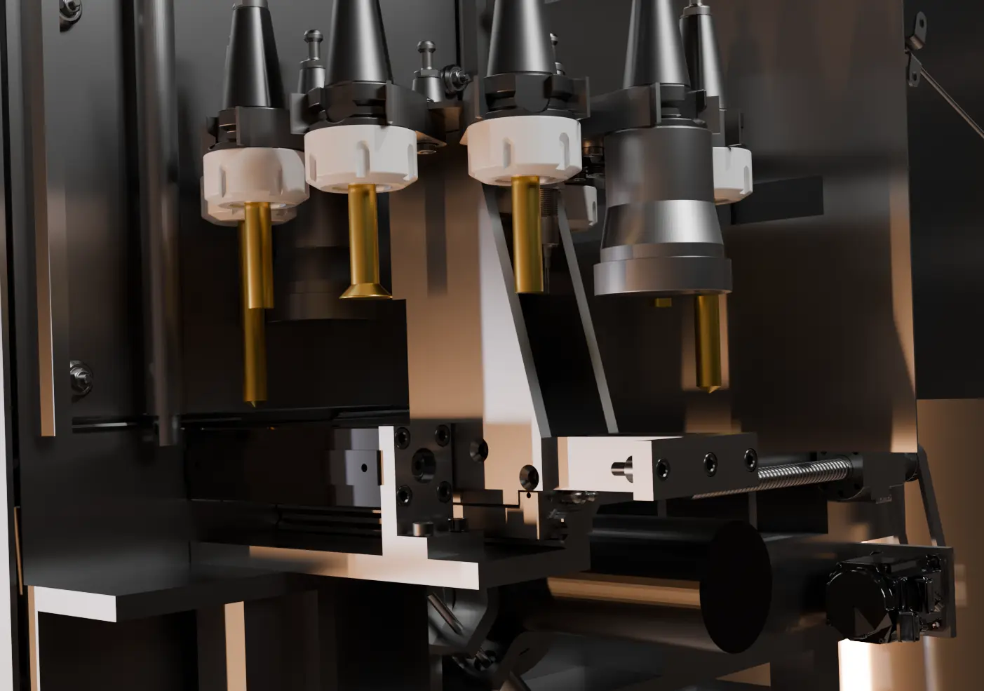Close up of high precision CNC machined industrial parts
